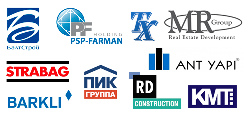 Балтстрой, Триада Холдинг, PSP-FARMAN, Штрабаг, MR Group, BARKLI, РД Констракшн Менеджмент, ANT YAPI, КМТ инжиниринг